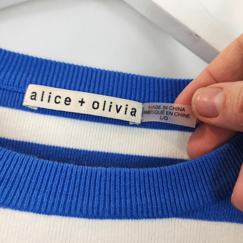 Alice + Olivia Striped Blue and White Crop Top - Picture 6 of 11